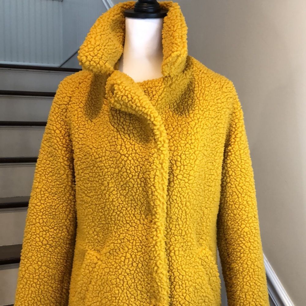 LUCKY BRAND Golden Long Sherpa Teddy Coat w Snap Closure & Hand Pockets Sz XS - Picture 10 of 16